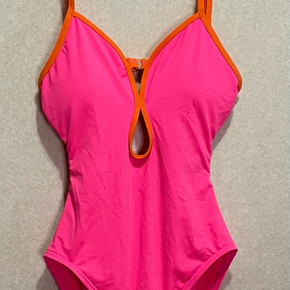 Kate Spade Pink One-Piece Swimsuit with Orange Trim